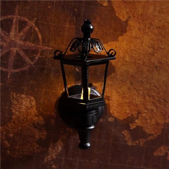 Miniature Dollhouse LED Wall Lamps 112 Scale Black Light Fixtures Furniture - Picture 2 of 7